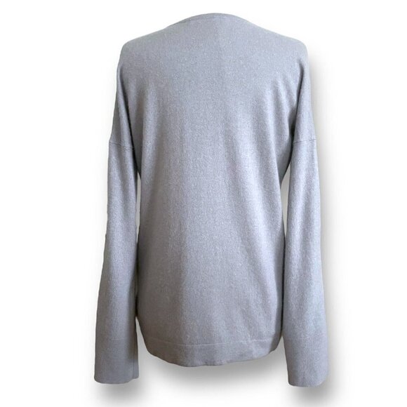 Kokun Womens Cashmere Sweater Sz L Gray Tie Sleeve Luxury Coastal Minimalist - Picture 6 of 7